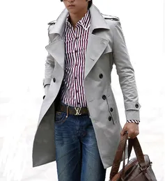 Wholesale- Mens Trench Coat 2016 New Fashion Designer Men Long Coat Windbreaker Autumn Winter Double-breasted Slim Trench Coat Men Overcoat