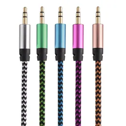 Car Audio AUX Extention Cable Nylon Braided 3ft 1M wired Auxiliary Stereo Jack 3.5mm Male Lead for smart phone