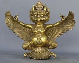 Chinois antique collection de cuivre or chanceux de bon augure divine oiseau statue