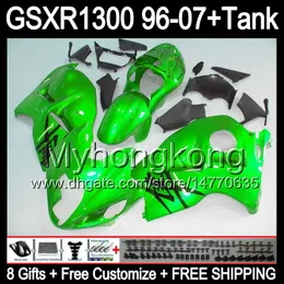 Gloss Green 8Gift per Suzuki Hayabusa GSXR1300 96 97 98 99 00 01 13MY69 GSXR 1300 GSX-R1300 GSX R1300 02 03 04 05 06 07 Green Black Fairing