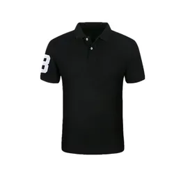 Marka najwyższej jakości klasyczny krótki rękaw Solidny bawełniany polo, stojak na obroża odzież Czarna moda swobodna koszula polo t1686