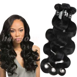 Indiska mänskliga hårförlängningar Virgin Hair Weaves Body Wave Bundles Obehandlade brasilianska Peruanska Malaysiska European Rosa Hair Products