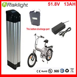 Dolne wyładowanie Silver Fish Battery 51.8V E-rower Bateria Pack Li-Ion Ebike 52V 13AH AKKU do zestawu rowerowego elektrycznego 1000W