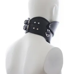 2016 Ny ankomst PU Läder Nackkrokar Sex Fetish Bondage Halsband Erotisk Hood Mask Neck Restraints Audlt Sex Toys Choker Q0506