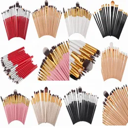 8 colori 20Pcs Set di pennelli per trucco cosmetico Fondotinta in polvere Ombretto Eyeliner Pennello per labbra Pennello per trucco di marca DHL gratis