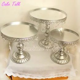 Wholesale- Metal iron silver cake stand set 8''/10''/12'' pendant charm cake accessory dessert tray Festive&even & Party Supplies supplier