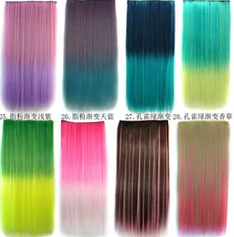 22" Colorful Clip in Hair Extensions One Piece Women Long Straight Ombre Clip on Hair Extension Hairpiece One Piece 5clips 115G