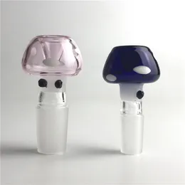Ny 14mm 18mm glasskål med blå rosa färgstark svamp stil färgad glasskål Tjocka pyrex glasskålar för bongs