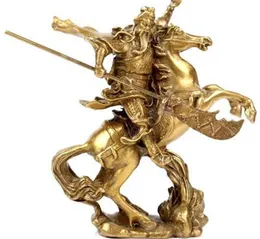 Collezione Chinese Ancient Hero Guan Yu Ride on Horse Statua in rame