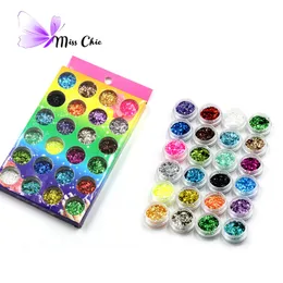 Wholesale- Hot Sale 1pcs 24 Colors polvere Nail Art glitter glitters voor nagels poudre dust Powder Acrylic Decoration Tips For Girl Women