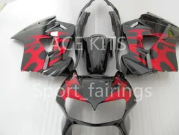 Honda VFR800 98 99 00 01 VFR 800 1999 1999 2000 2001 ABS赤い炎黒のフェアリングセット+ 3ギフトVB04