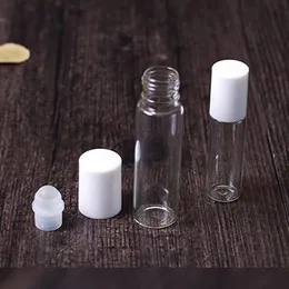 5ml pusta rolka szkła do napełniania na butelkach z białą czapką idealną do aromaterapii perfumy oleje ustalające oleje wargi i więcej