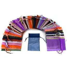 500 Parça 9 x 12 cm Organze Hediye Çanta Düğün Takı Çanta Takı Torbalar, 100 Rastgele Renk 5Pack / Lot Paketi