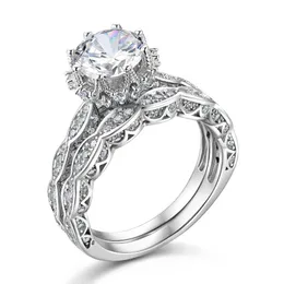 Виктория Wieck 8mm Big Stone White Topaz Jewelry Sterling Sier Simulate Diamond Gemstones свадебные женщины кольцо Band Dired Sz5-11