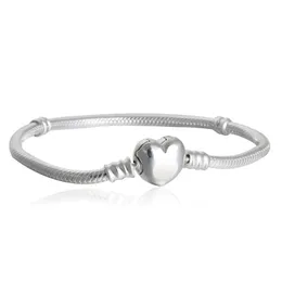 1pcs Drop Shipping Factory Heart Plated Charm Bracelets Snake Chain Fit for pandora Bangle Bracelet Women Children Birthday Gift B002