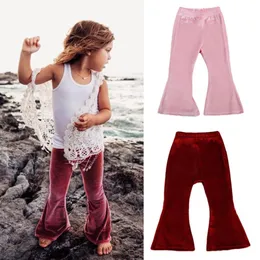 Crianças Roupas Bebê Meninas Calças Leggings Primavera Outono Crianças Roupas Pleuche Sólida BellBottom Calças Casuais Crianças Calças Flare3134861