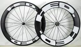 700C 25mm Bredd Kolhjul Fram 60mm Bak 88mm Clincher / Tunbular Road Bike Wheelset med Powerway R36 Straight Pull Hub Ud Matt finish