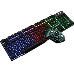 Новая брендовая USB-проводная оптическая клавиатура Slim Gaming Keyboard and Mouse Kit Клавиатура с подсветкой 2400DPI Мыши с подсветкой Геймеры и коврик 3 шт.