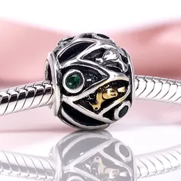 Autentici uccelli in argento sterling 925 di una piuma con ciondolo Cz verde scuro adatto a bracciale e collana Pandora fai da te 791213CZN