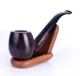 Glansigt Ebony Hammer Pipe Rök Custom Wholesale Vintage Wood kan filtrera rivningen av bärbart krökt rör