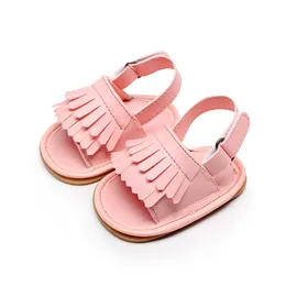 Partihandel-1 par Skicka Solid Nyfödd Spädbarn Toddler Girl Boy Baby Mjuk Gummi Solat Anti-Slip Outdoor Shoes Crib Fringe Summer Footwear