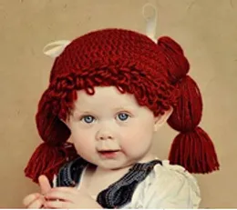 Feito à mão de malha bebê menina peruca chapéu infantil perucas brades  criança crochê chapéu bonés com tranças bebe pogal adereços headwear 16  anos