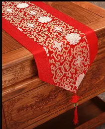 Chinese knot Patchwork Cheap Damask Table Runners Dining Table Mat Classic Flower Silk Table Cloth Runner Chinese Tablecloths for Weddings