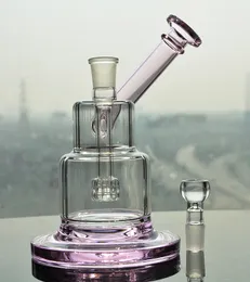 colouful Glass Bongs Hookahs colored Brilliance Cake matrix perc water Pipe Dab Rigs with 14 mm female joint pink