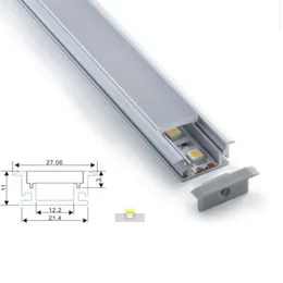 50 x 1M Zestawy / Lot Anodized Silver LED Taśmy Aluminium i T Typ Płaski wytłaczanie do lampy ziemnej lub podłogowej
