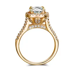 Rozmiar 5-11 Nowa marka Desgin Luksusowa Biżuteria Okrągły Cut White Sapphire 925 Sterling Silver Yellow Gold CZ Diament Ślub Korona Kobiet Prezent Ring