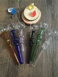 Atacado tubo de vidro colorido Crânio Fumante Tubos de Cabo Curvo Mini 6 polegadas Cachimbos Mão Blown Recycler Melhor Óleo Queimador