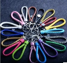 wholesale Keychains colorful PU leather braided keychain KeyRing Cute Promotion Gifts keyrings