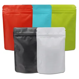 50pcs Stand Up Matte Mylar Bag calor selável Zipper fechamento Bolsa Doypack Pure Folha de alumínio sacos de café metálica pacote de saco