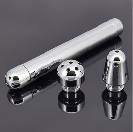 3 Heads Metal Anal Plug Stick Butt Plugs Washing Shower Enema Cleaning Clyster Prostata Massage Adult Sex Toys q0506