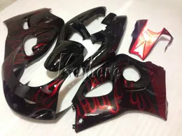 Aftermarket-Karosserieteile Verkleidungsset für Suzuki GSXR600 96 97 98 99 rote Flammen schwarze Verkleidungsset GSXR750 1996-1999 OI11