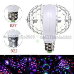 Nowy 6W E27 B22 GU10 Kolorowe Auto Obracanie RGB Crystal Stage Light Magic Double Balls Dj Party Disco Effect Bulb Lampa Myy