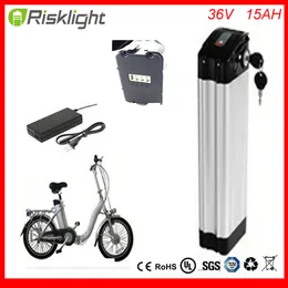 şarj cihazı ile alt akıntı li-ion elektrikli bisiklet pil 36v 15Ah ebike pil gümüş balığı türü 36volt lityum iyon pil