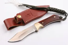 Specialerbjudande vildsvin D2 stålfixat bladkniv 60hrc Satinfinish Blad utomhus camping vandring jakt kniv med läder mantel