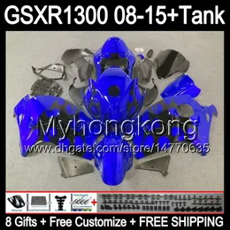 8gifts для SUZUKI Hayabusa GSXR1300 08 15 GSXR-1300 черное пламя 14MY39 GSXR 1300 GSX R1300 08 09 10 11 12 13 14 15 обтекатель глянцевый синий комплект