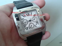 Fornitore di fabbrica Orologio da uomo al quarzo in acciaio inossidabile 100 XL W20091X7 Orologio da polso sportivo da uomo con data e cinturino in pelle quadrante bianco