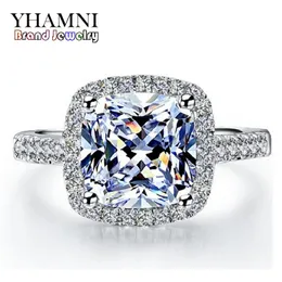 Yhamni Real 100% 925 Sterling Silver Rings Hurtownie Inlay 3 Carat Sona Symulacja CZ Obrączki dla kobiet RH002