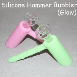 Glow in dark Percolator Bongs Hookahs The Martian silicone Blunt Bong Bubbler Joint Smoking Bubble Small Water Pipe Silicone Nectar