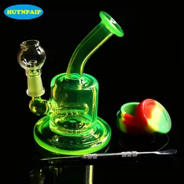 Colored mini pipe glass bong Water pipe Bongs Recycler Filter Percolators Smoking nails jiont 10MM Height 13cm