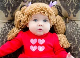 Feito à mão de malha bebê menina peruca chapéu infantil perucas brades  criança crochê chapéu bonés com tranças bebe pogal adereços headwear 16  anos