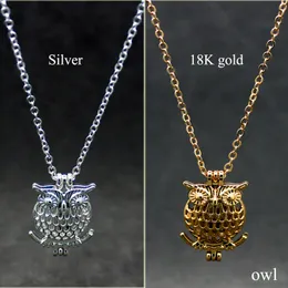 Mixed Owl Bird Design Alloy Bead Cage Fragrance Perfume Essential Oil Diffuser Fashion Charm Necklace Pendant Pearl Jewelery