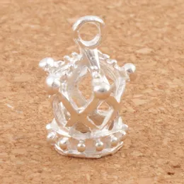 Posrebrzane Hollow 3D Imperial Crown Charms 80 sztuk / partia 13x17mm Wisiorki Ustalenia Biżuteria Komponenty Biżuteria DIY L392