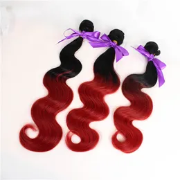 New fashion 3 bundles Wave Hair Weft color 1b/Red synthetic Hair Weave Extension for full head free shipping