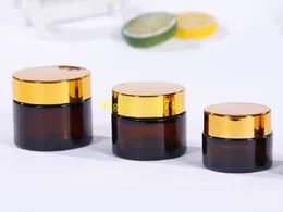 50pcs/lot Fast shipping 10g 20g 30g 50g Cosmetics Empty bottles lotion bottle ,brown glass cream jar BB cream jar 3 caps