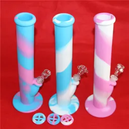 Bong in silicone colorato Narghilè 36 cm tubi dell'acqua in silicone piattaforma petrolifera 14.4mm bong tubo gorgogliatore dritto Spedizione gratuita