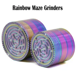 Ice Blue Maze Grinders 63MM 52MM 4 Layers Smoking Iceblue Rainbow Grinder Zinc Aolly Herb Crushers Spice